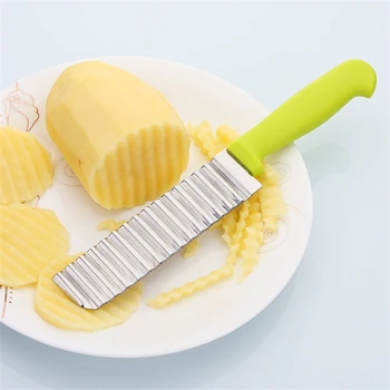 1 naujas nerūdijančio plieno peilis bulvių peilis corrugating peilis bulvytės chopper slicer kepimo įrankis