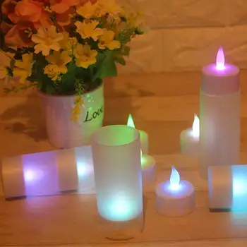 1 vnt Mirgėjimas Spalva Keičiasi Dekoratyvinis Įkraunamas LED Žvakės Usb,Baltos Šviesos Flameless Žvakė dėl Baterijų