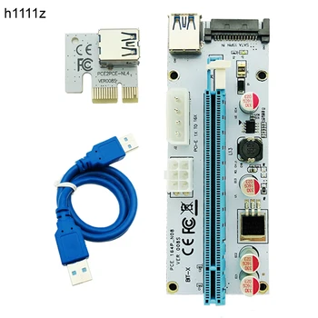 10VNT 008s PCI-E Riser 3 in 1 4pin Molex 6pin SATA 60cm PCIE 1x iki 16x Adapteris PCI Express Stove Kortelę Antminer Bitcoin Miner
