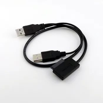 10x Dual USB 2.0 A Male Konvertuoti Slimline SATA 7+6pin Adapteris Lengva Disko Jungtis, Kabelis PC 50cm