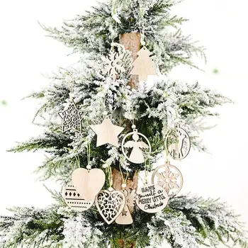 12pcs/set Medinių Kalėdų Ornamentu Linksmų Kalėdų Dekoracija Namuose Kalėdos Medžių Kabo 2022 Navidad Dovana Naujųjų Metų 2023