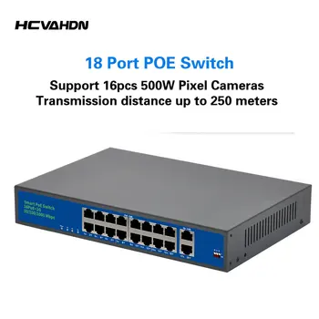 16 Port POE Ethernet Tinklo Jungiklio+2 Port Gigabit Uplink Greitai Jungiklis su Metaliniu korpusu Už VAIZDO stebėjimo, IP Stebėjimo Kameros Maitinimo 250M