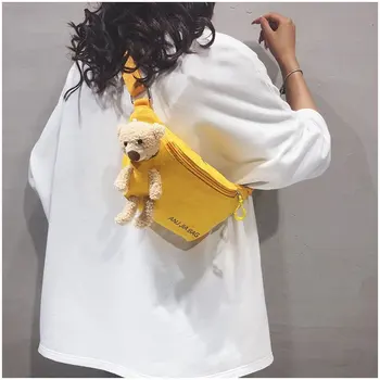2020 m. Drobė maišelis moterų naujos mados padengti mielas studentų krūtinės maišelį didelės talpos, vieną petį įstrižainės krepšys