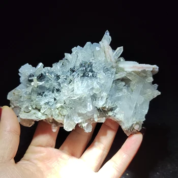 310.8 gNatural balta kristalų sankaupos ir wolframite, kalcitas simbiotinius mineralų energetikos remontas, namo apdaila, KRISTALINIS KVARCAS PERLAS