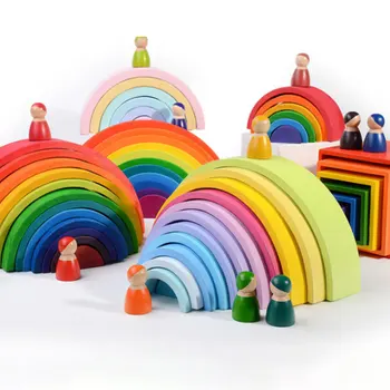 3D Dėlionės Montessori Žaislas Vaikams, Kūdikių Žaislai, Didelė Vaivorykštės Stacker Kūrybos Vaivorykštė Mediniai Žaislai Vaikams