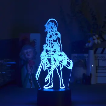 3D Naktį Šviesos Ataka Titan Mikasa Akermano Pav Mergina naktinė lempa už Bendrabučio Kambario Dekoro Šviesos diodų (LED) USB Baterija Lempos