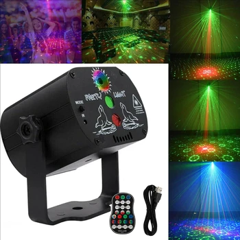 60 Rūšių LED Disco Šviesos USB Įkrovimo RGB Lazerių Projekcijos Lempos Belaidis Valdiklis Poveikis Scenos Šviesos Šalis, DJ KTV Kamuolys