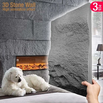 60x40cm lauke akmens tekstūros 3D sieninės rhombus pjovimo dekoro kambarį tapetai, freskos, akmens, plytų 3D sienų lipduko vandeniui