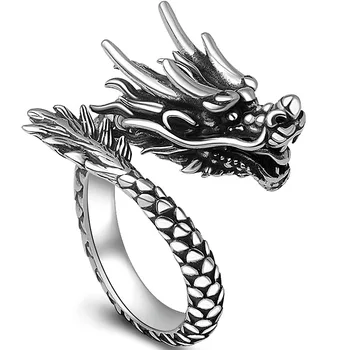 95 koja sidabro žiedas vyrų valdinga dragon žiedo pirštas atidarymo asmenybės mados hipster retro marcasite