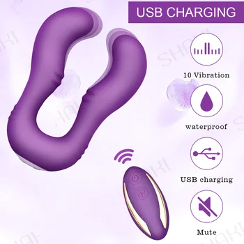 Belaidis Vibratorius USB Įkrovimo Dildo Sekso Žaislai Moterims/Lesbiečių G Spot U Silikono Dvigubai Klitorio Stimuliatorius Suaugusiųjų Sekso Parduotuvė