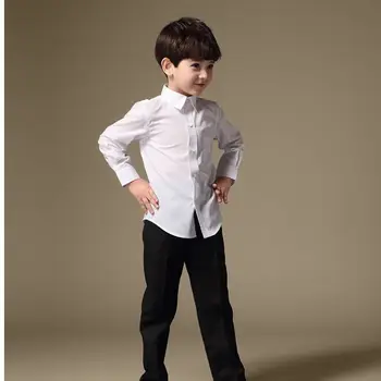 Berniukas Klasikiniai Balti Marškiniai/Vaikų ilgomis Rankovėmis Marškinėliai /Kokybės Balti Marškiniai Freeship su Necktie3328