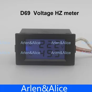 D69 LCD dvigubas ekranas Įtampos dažnio matuoklis voltmeter asortimentą, AC 80-300V 45.0-65.0 Hz Skydelis Stebėti