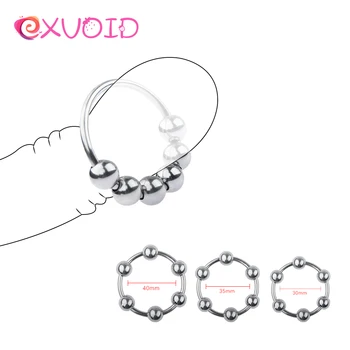 EXVOID Erekcija Metalinis Varpos Žiedas Suaugusiems Sekso žaisliukai Vyrams Vyrų Atidėti Ejakuliacija Nerūdijančio Plieno Gaidys Žiedas su 6 Karoliukai