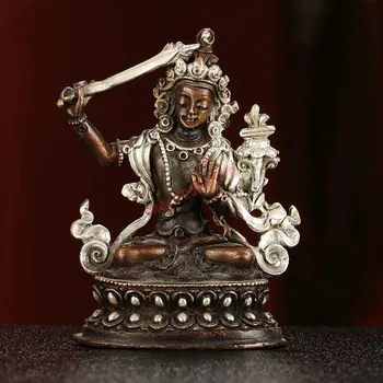 Importuotų iš Nepalo, Manjusri Bodhisatvos Budos statula, šviesą sidabro padengtą gryno vario Budos statula, Budistų mažas ornamen