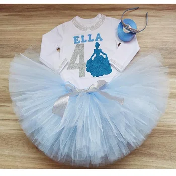 Individualizuoti Temą gimtadienio mergaitė Baby shower Princess Gimtadienio Tutu rinkinys Vaivorykštė sijonas užsakymą Blizgučiai Mėlyna Rudens pyragas suknelė