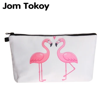 Jom Tokoy Naujų Kosmetikos Krepšys Moterų Mados Prekės ženklas makiažas maišelį Šilumos Perdavimo Spausdinimo Meilės flamingo kosmetikos organizatorius krepšiai