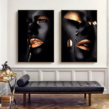 Juodojo Aukso Afrikos Seksuali Moteris Kraujo Naftos Tapyba ant Drobės, Plakatų ir grafikos Skandinavijos Sienos Meno Nuotrauka už Kambarį
