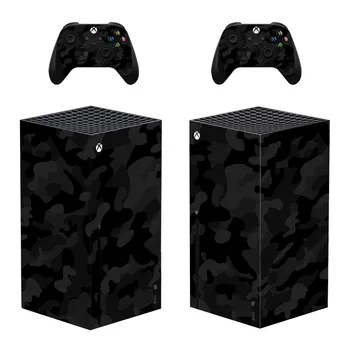 Juodos spalvos Kamufliažas Stiliaus Xbox Serijos X Odos Lipdukas, skirtas Konsolės Ir 2 Kontroleriai Vinilo Decal Apsaugines Odos Stilius 1