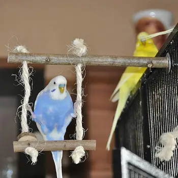 Kabo Medinis Žaislas Augintiniai Paukštis Papūga Stovėti Ešeriai Medvilnės Virvė Narve Sūpynės Kramtyti Žaislas