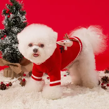 Kalėdų Pet Drabužiai, Šunų Naujųjų Metų Drabužių Rudens-Žiemos Mažylis Šiltas Megztinis Meškiukas Trikotažas Naminių Reikmenys XS-XL