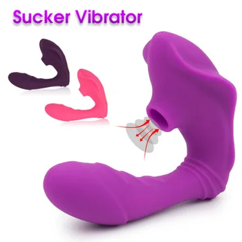 Klitorio Čiulpti G Spot Dildo Vibratorius su 10 Galingų Dažnio Clit Sucker Įkrovimo Klitorio Stimuliatorius Sekso Žaislai Moterims