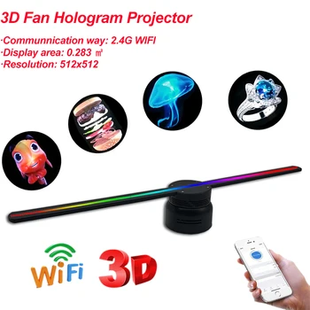 Kompiuterio Wifi, 3D Hologramos projektorius Reklamos Rodymo LED Holografinis ventiliatorius Plika Akimi Ventiliatorius šviesos 3D Reklamos Logotipas DJ Šviesos