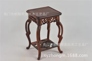 [Lietus] Zhong raudonmedžio raudona mediena, raudonmedžio mažų gėlių vaza hipokampo keletą jade statulos bazės