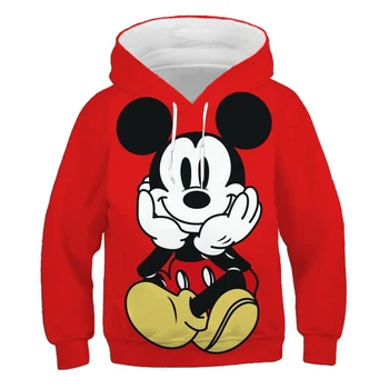Mickey Mouse Hoodie Spausdinti Berniukų ir Mergaičių Megztiniai ilgomis Rankovėmis Pavasarį ir Rudenį Disney Serijos Hoodie Drabužiai