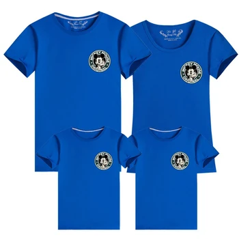 Moterų Marškinėlius Naujas Disney Mickey Spausdinti Trumpomis Rankovėmis Vasarą T-Shirt Vaikų Viršuje Baby Girl Vaikams Laisvalaikio Šeimos Derinti Drabužius