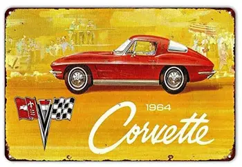 n 1964 Chevy Corvette Pardavimo Savininkai Vadovas Kavinė, Garažas, Vyno Rūsys, Baras, Terasa metalo ženklas