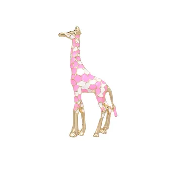 Nauja Rožinė Žirafa Sagės Moterų Kostiumas, Suknelė, Šalikas Sagtis Mielas Gyvūnų Emalio Pin Mergaičių Papuošalai Ženklelis Drabužiai, Aksesuarai Dovanos