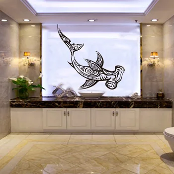 Naujai sukurtas namų dekoro vinilo raižyti siena lipdukas tatuiruotė Hammerhead Ryklių stiliaus žuvų vonios kambarys Gyvenimo kilnojamųjų dailės freskos SP-379