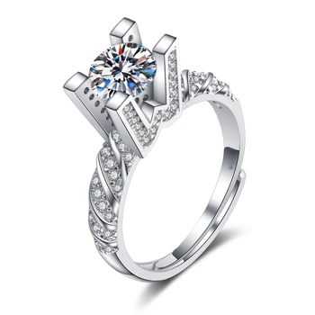 Naujas Atvykimo Sidabro Spalvos Mados W Raidė Vestuviniai Žiedai Moterims Bižuterijos Prabanga Aišku, Kubinių Zirconia Engagement Ring