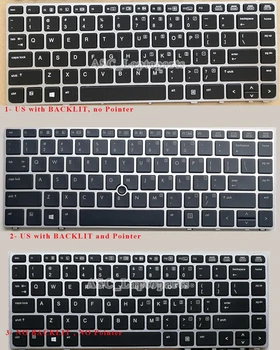 Naujas JAV QWERTY Klaviatūra HP EliteBook Folio 9470M 9470 9480 9480M Sidabro spalvos Rėmelis, Juoda, APŠVIETIMU, Rodykle