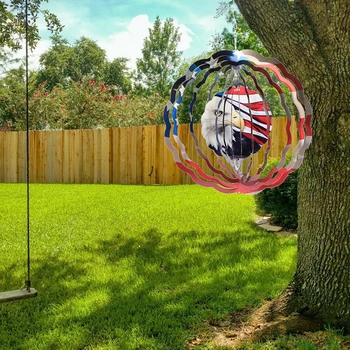 Nepriklausomybės Dieną Vėjo Spinner - liepos 4-osios Sodo Puošmena 3D Nerūdijančio