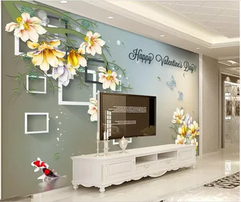 Pasirinktinius nuotraukų freskos 3d kambario sienos popieriaus Gėlė lange drugelis paprasta, TV foną, Namų dekoro 3d sienų freskomis tapetų sienos, 3 d