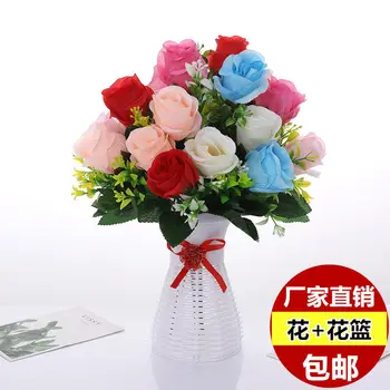 Plastikiniai modeliavimas gėlių plius gėlių krepšelis namų gyvenamojo kambario, apdaila, namų darbalaukio gėlių kompozicijų vestuvių puokštė