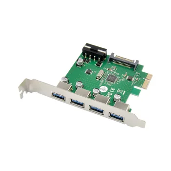 Pridėti Kortelės 4Port PCIE USB 3.0 Išplėtimo Plokštę Keturis Uosto Super Didelio Greičio 5Gbs Chip PER VL805 adapteris Dvejopa Maitinimo Stove