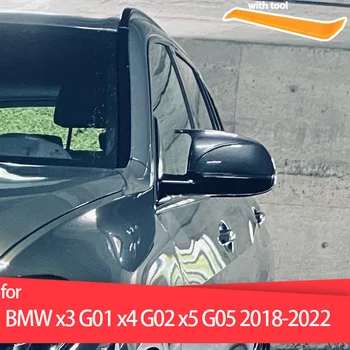 Pusė valdomi išoriniai galinio vaizdo veidrodėliai padengti Anglies Pluošto Modelio Juodos spalvos Pakeitimas BMW X3 G01 X4 G02 X5 G05 X7 G07 X6 G06 2018-2023