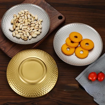 Retro nerūdijančio plieno Japonijos disko kūrybos vaisių desertas dėklas lauko kempingas 304 diamond plaktukas plokštė
