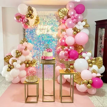 Rose Pink Balionų Girliandą Perliniu Magenta Balionus, Gimtadienio Nuotakos Dušas, Višta, dekoracijos ballon sienos fone