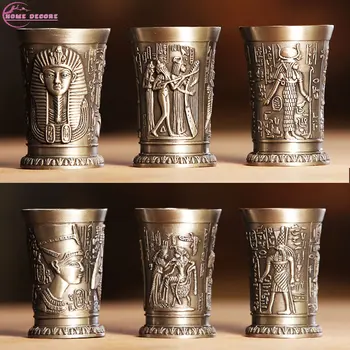 Senovinių Egipto Vyno Taurė Namų Dekoro Smulkių Metalinių Kokteilių Viskio Baras Taurės Faraonas Tut Graviravimas Goblet Vandens Stiklo