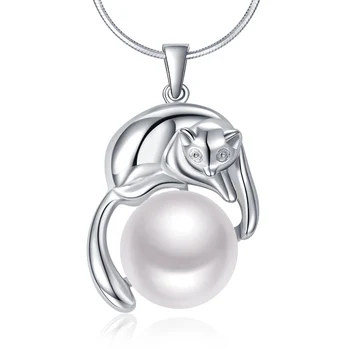 Sinya Fox Dizainas Gamtos Didelis perlų gryno sidabro žavesio karoliai pakabukas moterų, mergaičių, merginų Mum 2018 naujųjų metų dovana Pormotion