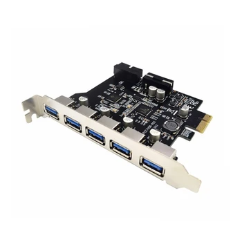 Superspeed 7 Uostų PCI-E, USB 3.0 Išplėtimo Plokštę 5 USB 3.0 Prievadus, Express Card Darbalaukį su 19 Pin SATA Maitinimo Jungtis
