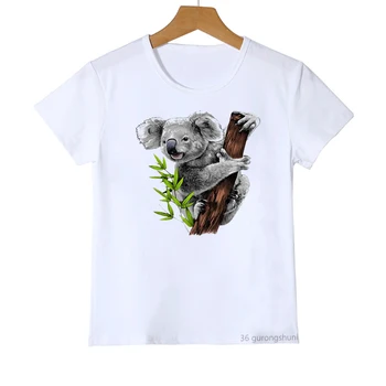 T-Marškinėliai Berniukams/Mergaitėms Juokinga Gyvūnų Koala Spausdinimo Vaikų Drabužių Marškinėlius Vasaros Atsitiktinis Hip-Hop Berniukų, Mergaičių Universalus Drabužiai