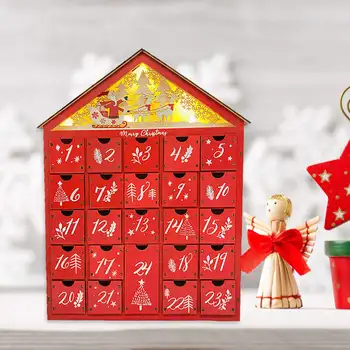 Tradicinis Kalėdų Mediniai Advento Kalendorius su Stalčiais 24 Dieną