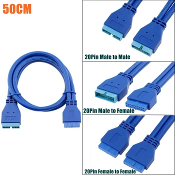 USB 3.0 kabelį, 20Pin vyrų ir moterų / vyrų vyrų / moterų moterų ilgiklis 20Pin / 19Pin 0,5 m