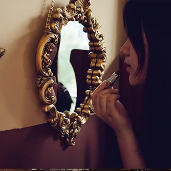 Veidrodis Miegamajame makiažo Veidrodėliai Šviesos Prabanga Sienos Fone Namų Puošybai зеркало Europos Stiliaus INS Vėjo Retro Raižyti Mergaitės