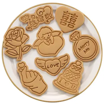Vestuvių Valentino Animacinių Filmų Sausainių Pelėsių Plastiko Cookie Cutter Namų Minkštas Kepimo Įrankiai 