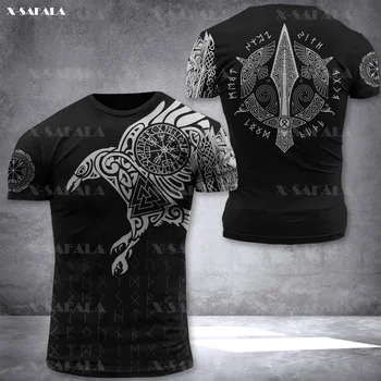 VIKING Varnas Odin 3D Spausdinti Aukštos Kokybės marškinėliai Vasaros Apvalios Kaklo Vyrų, Moterų Atsitiktinis Mados Trumpas Rankovės TeeTop-2